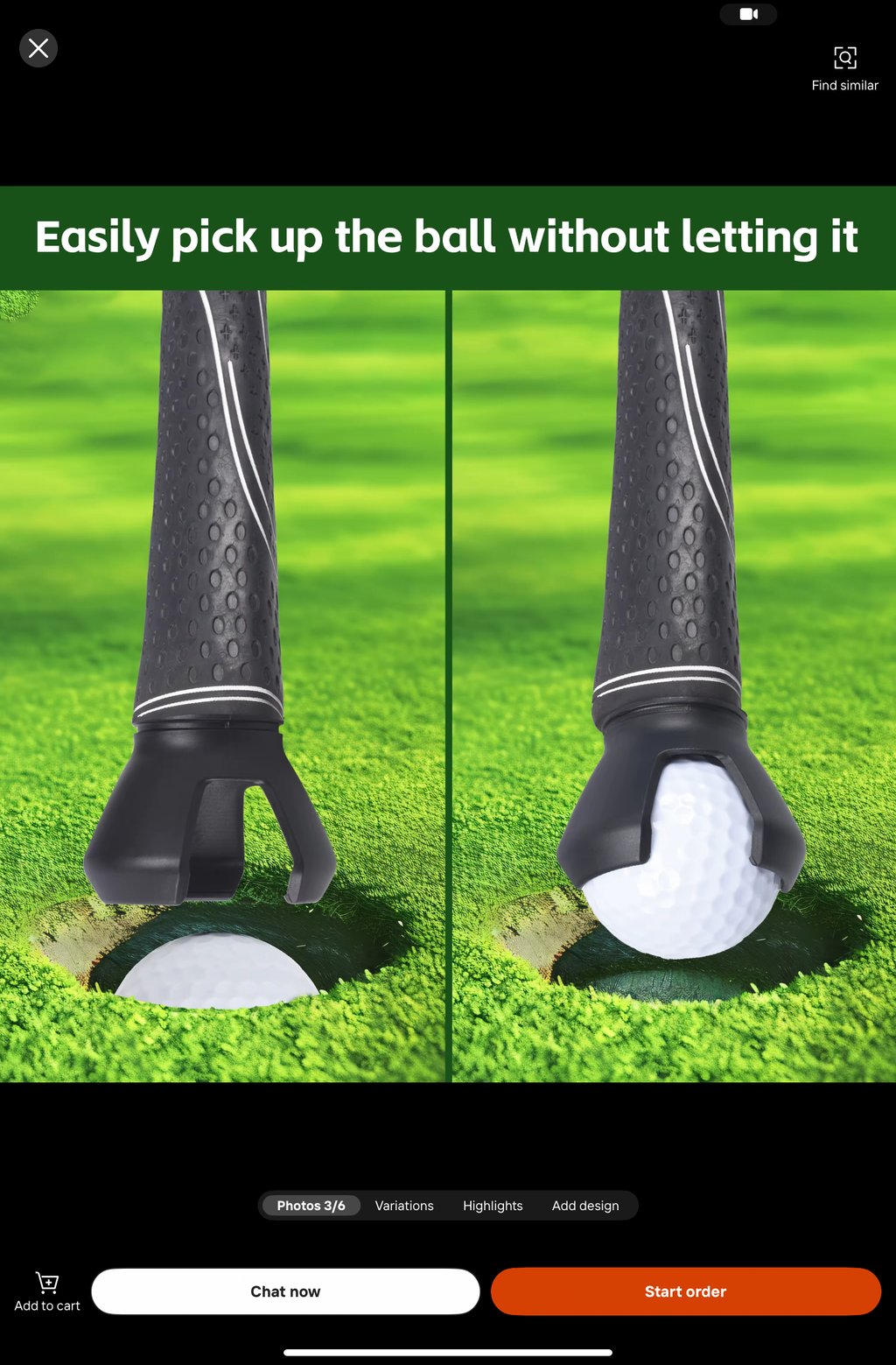 Golf Ball Retriever Attachment for Putter Grip