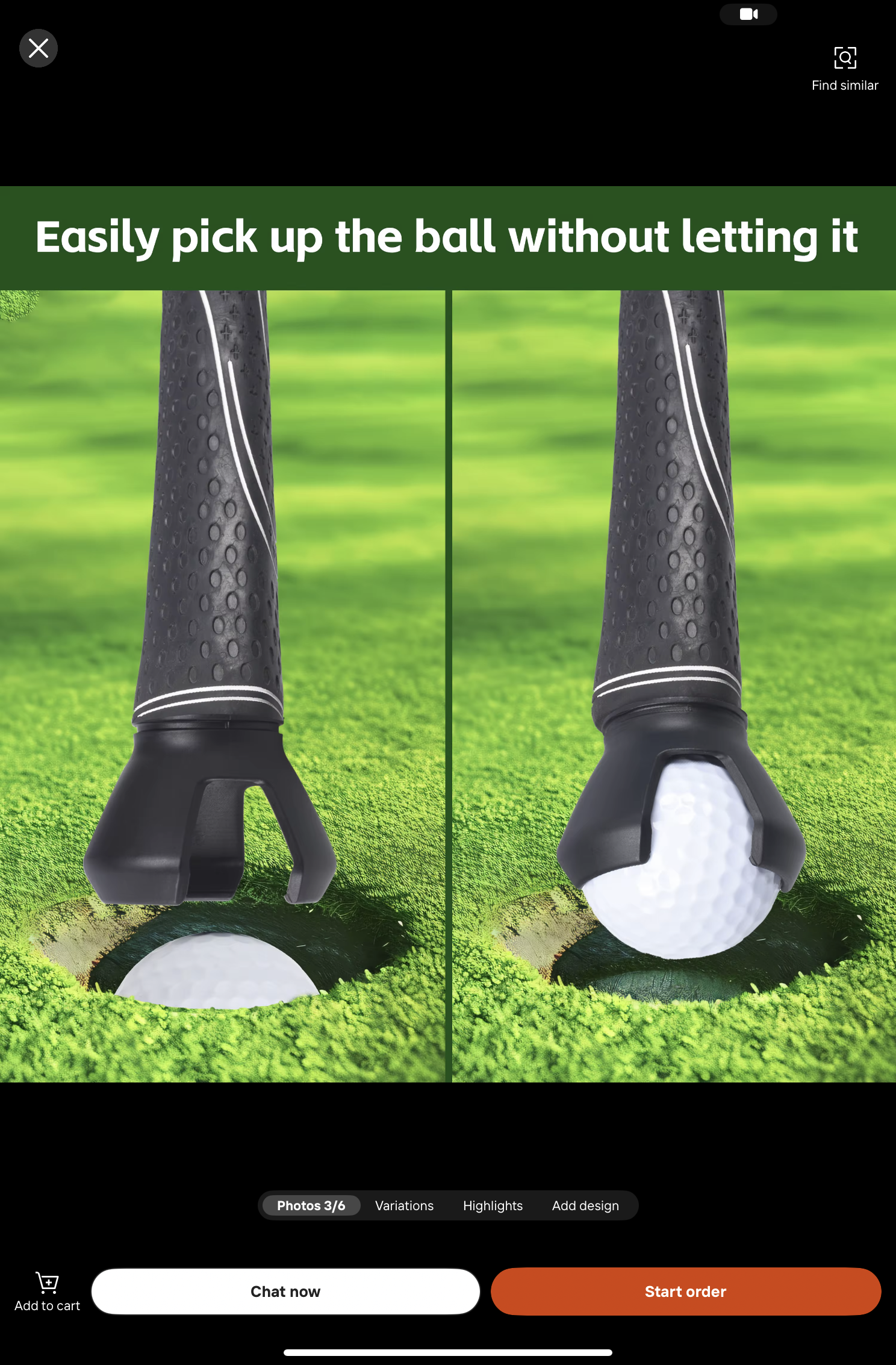 Golf Ball Retriever Attachment for Putter Grip